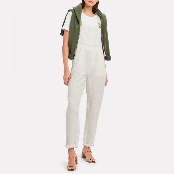 We Wore What ~ Basic Linen Overalls in white - Picture 7 of 12